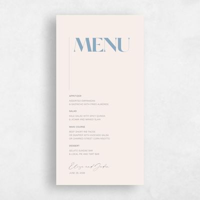 Linen, Beige Wedding Menu - Carlisle