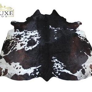 Real Cowhide Tricolor Chocolate Cow Hide Hair on Animal Skin Premium Quality Area Rug Medium Large 5x5.5