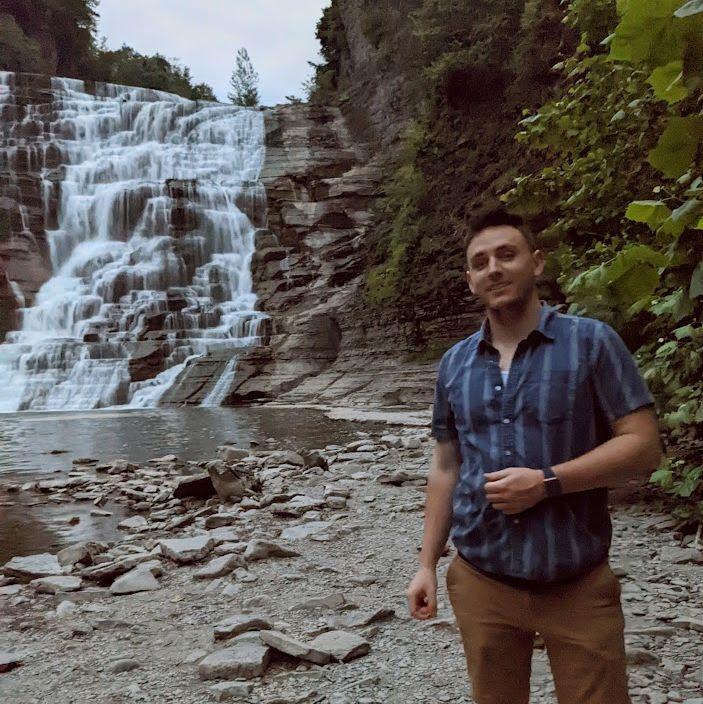 Brian at the same waterfall in Ithaca, NY two years earlier.