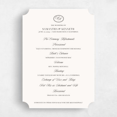 Beige Ticket Wedding Program - Cillian
