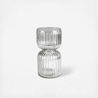 Ribbed Bulb Glass Vase, Set of 2