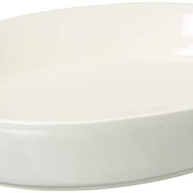 LE REGALO Stoneware Oval Baking Dish, 14x9.5x2.5, White