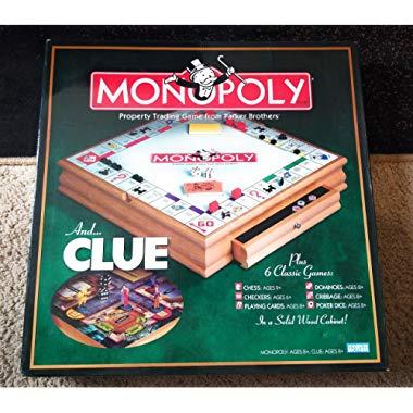 Hasbro Parker Brother Wooden Board Games, Monopoly, Clue Plus 6 Other Board Games