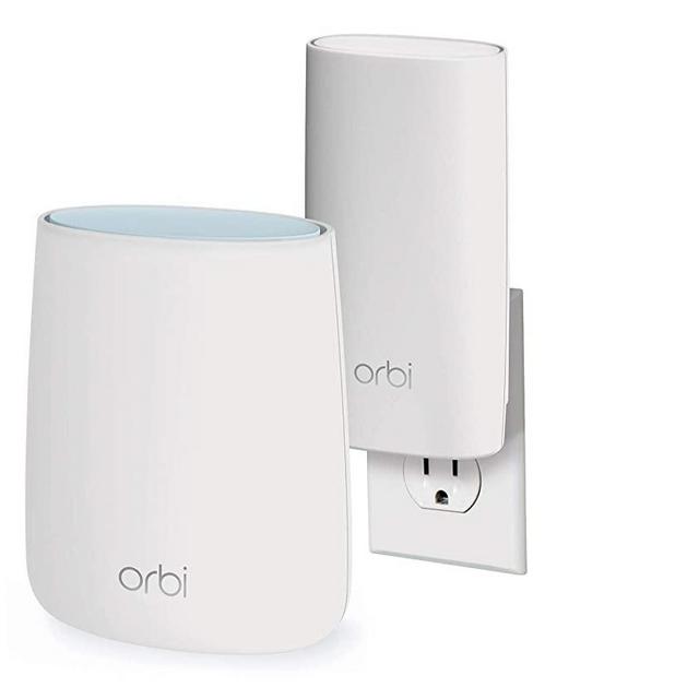 NETGEAR Orbi Compact Wall-Plug Whole Home Mesh WiFi System - WiFi Router and Wall-Plug Satellite Extender with speeds up to 2.2 Gbps Over 3,500 sq. feet, AC2200 (RBK20W), Model:RBK20W-100NAS