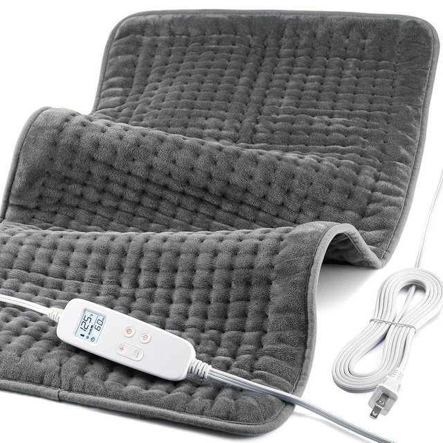Heating Pad for Back Pain and Cramp Relief, Extra Large 17" x 33" Size Electric Heating Pad for Shoulder Neck Pain with 6 Temperature Level and 6 Timer Settings Auto Shut Off