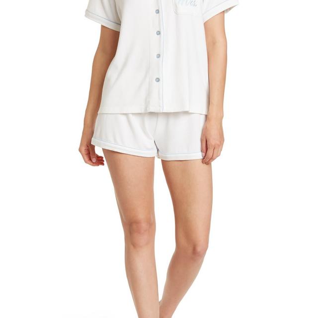 Bridal Mrs Embroidered Notch Collar Short PJ Set