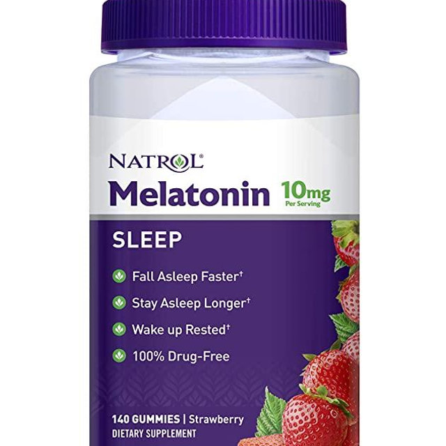 Natrol Melatonin Sleep Aid Gummy, Fall Asleep Faster, Stay Asleep Longer, 2 Gummies per Serving, 100% Drug and Gelatin Free, Non-GMO, 10mg, 140 Count