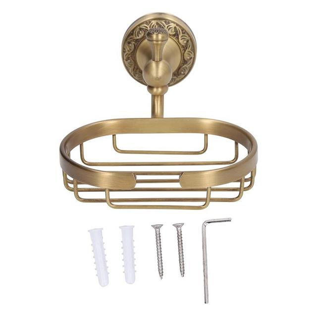 Wall Mounted Bathroom Soap Holder Brass Wall Mounted Bath Shower Soap Dish Holder Antique Brass Dish Soap Holder Soap Basket Toilet Soap Tray Rack with Carved Curved