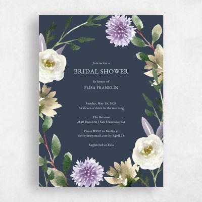 Navy Blue Wedding Wedding Shower Invitation - Windsong Portrait