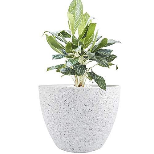 Large Planter Pots Indoor - Tree Planter 14.2 Inch Large Flower Pot Outdoor Planters Container Planter with Drain Holes (Speckled White)