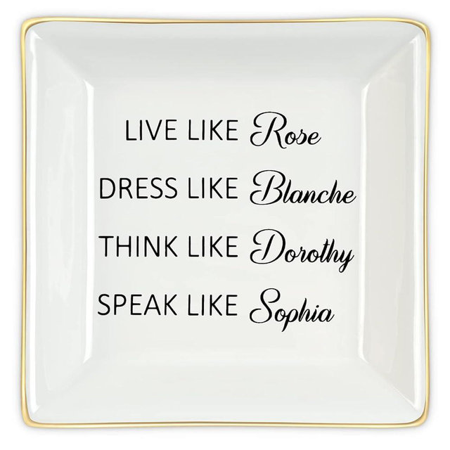 Homlouue Golden Girls Gifts Ring Dish, Friendship Gifts Funny Birthday Gifts for Women, Live Like Rose Dress Like Blanche Think Like Dorothy Trinket Dish Tray Friends Gifts for BFF Sister