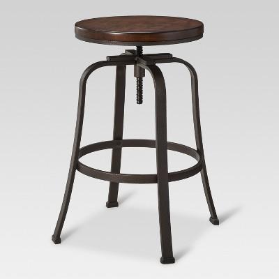 Dakota Adjustable Wood Seat Barstool Antique Hammered - Threshold&#8482;