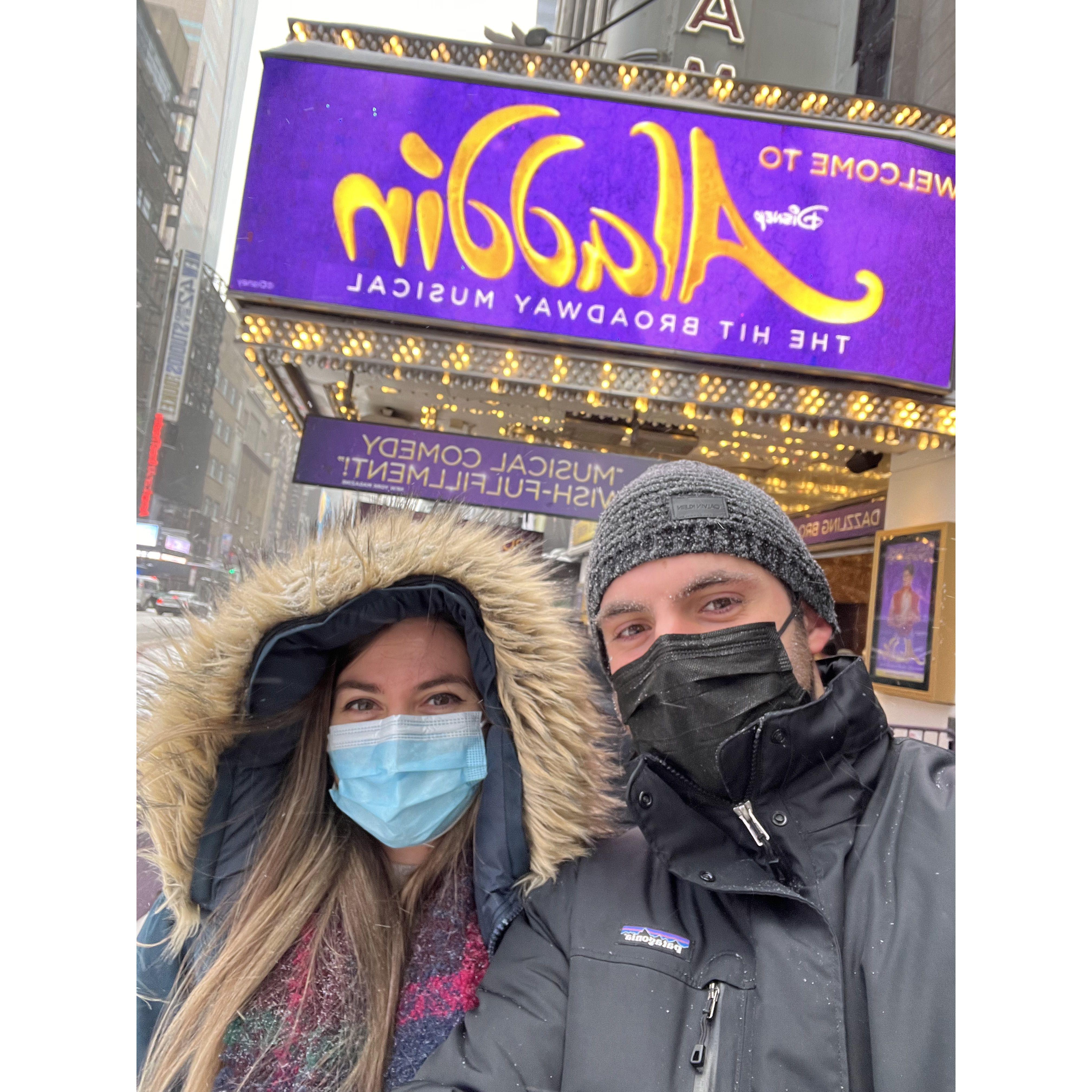 Aladdin on Broadway in the middle of a snowstorm