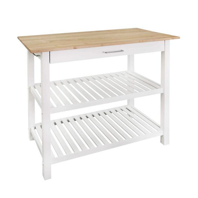 Casual Home Solid Hardwood Top, Natural/White, 40" W (373-91) Kitchen Island, NaturalWhite