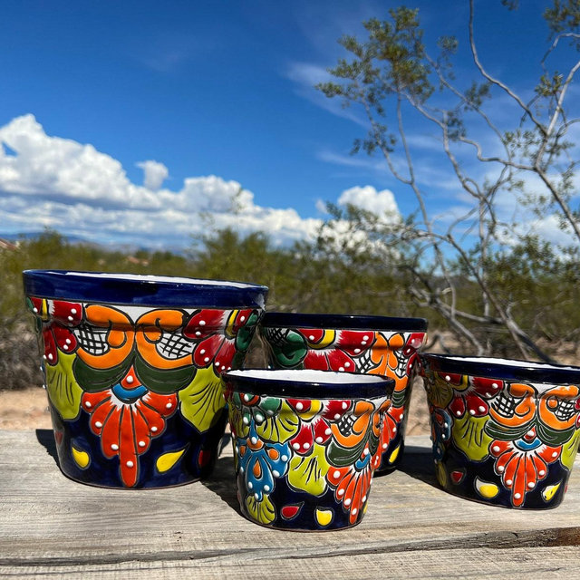 Handcrafted Talavera MINI SMALL Clay Planter Pot Colorful Hand Painted Mexican Clay Pottery Slightly Flawed Discounted