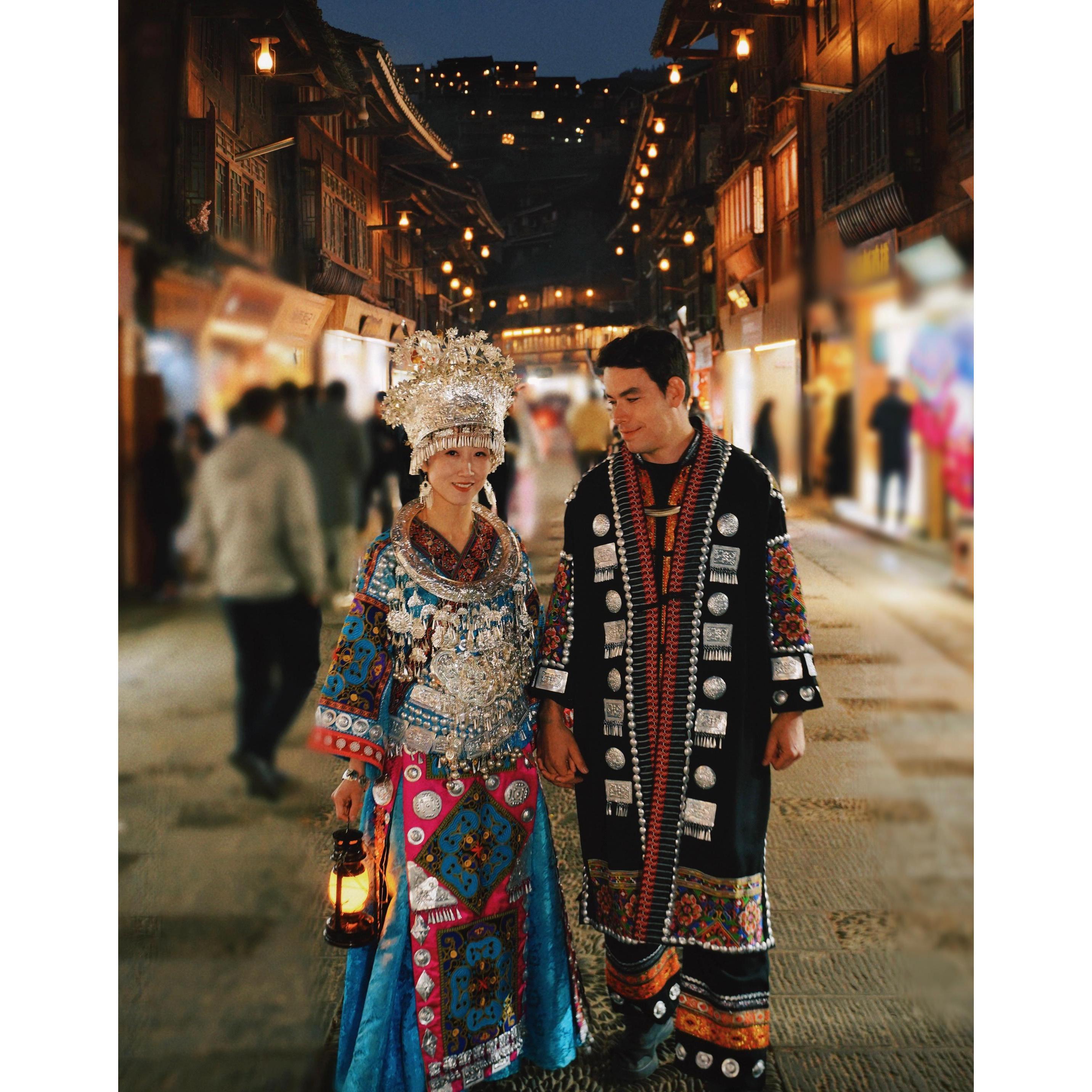 That time he was forced to dress up in traditional costume at a Miao Minority village in China — and he rocked it! 😂