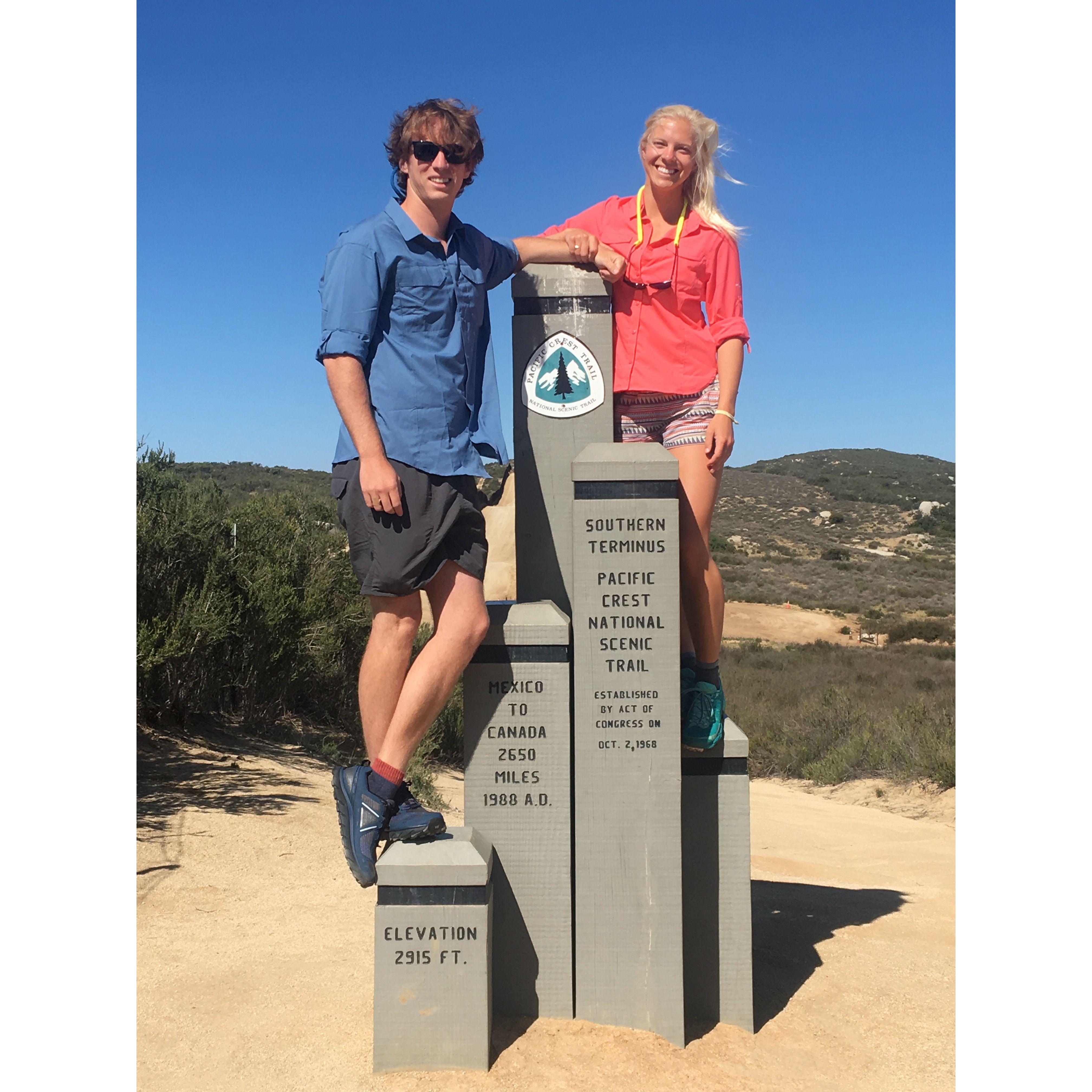 At the Mexican border in Campo, CA. About to embark on a really, really long walk to Canada along the Pacific crest Trail (we had NO idea what we were getting ourselves into!)