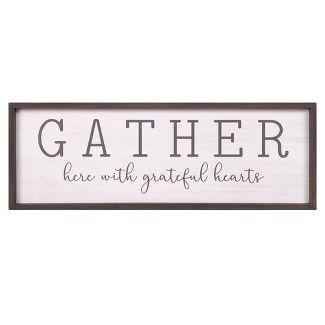 Gather With Grateful Hearts Rustic Wood Framed Wall Art