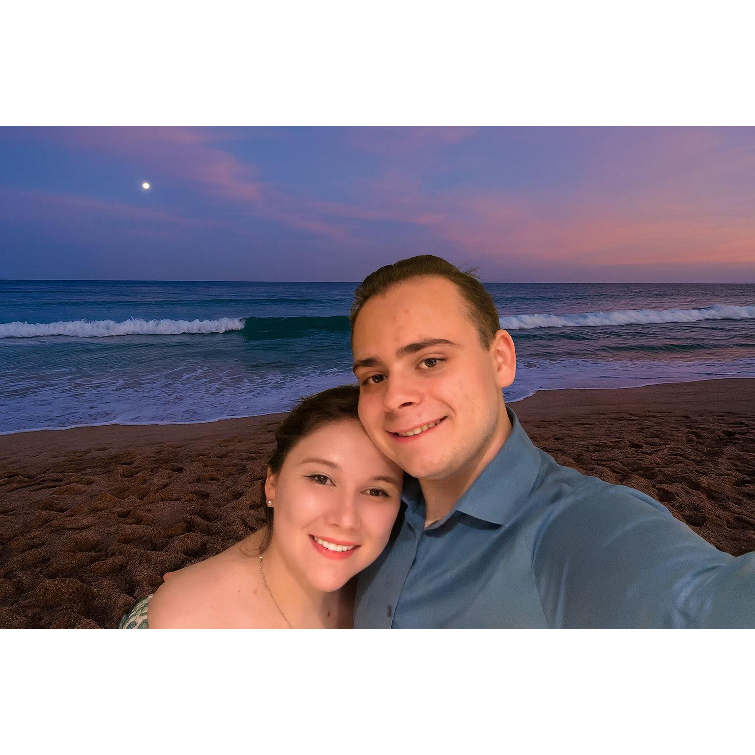 This was the trip we got engaged. He proposed by the beach under the stars, and she said yes!