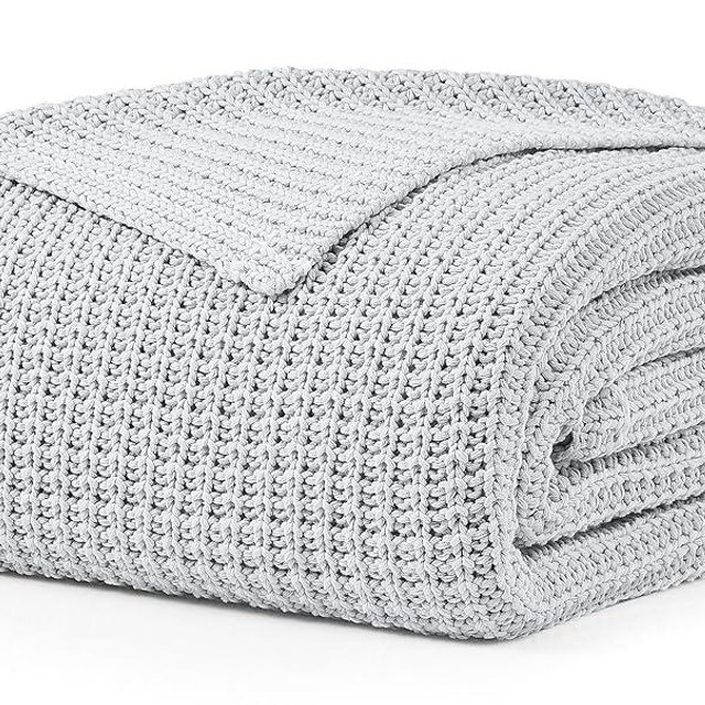 UGG 38815 Luna Cotton Throw Blanket Soft Washed Cotton Blankets Luxury Machine Washable Oversized Warm Accent Blanket for Home or Travel, 70 x 50-Inch, Stone