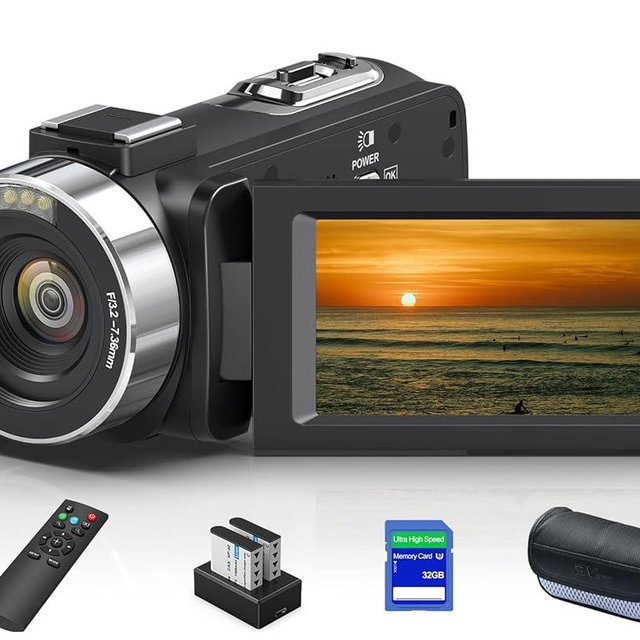 Video Camera 8K 64MP Camcorder 18X Digital Zoom YouTube Vlogging Camera Webcam IR Night Vision WiFi 3.0”Touch Screen Camcorders with 32G SD Card, Remote Control and 3 Batteries