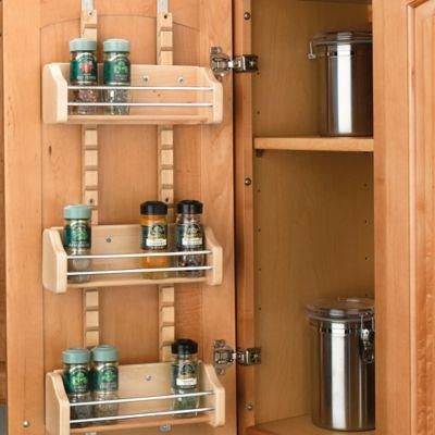 Rev-A-Shelf - 4ASR-15 - Small Cabinet Door Mount Wood Adjustable 3-Shelf Spice Rack