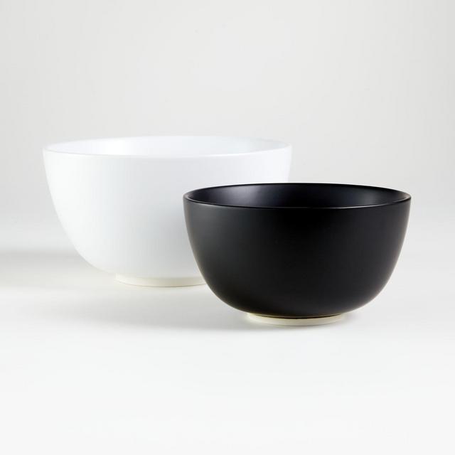 Shaillee Matte Black and White Mixing Bowls, Set of 2