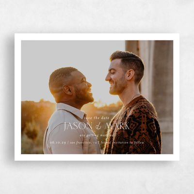White Photo Wedding Save the Date - Reinette Landscape