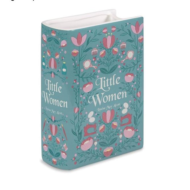 Steel Mill & Co Original Large Book-Shaped Decorative Vase, Ceramic Vases for Home Decor, Cute Bookshelf Decor, Unique Vase for Book Lovers, Little Women