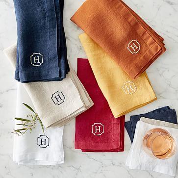 Italian Washed Linen Dinner Napkins, Set of 4