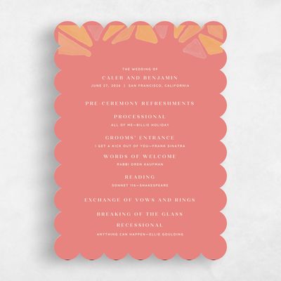 Pink Scalloped Wedding Program - Barcelona