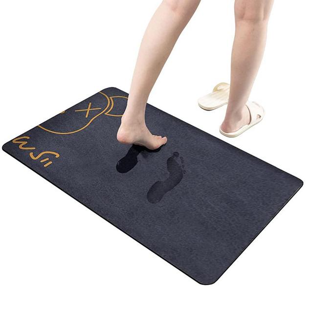 Diatomaceous Earth Bath mat Bathtub mat Non-Slip Fast Drying Shower Mat Bath Stone Mat Super Absorbent Bathroom Floor Mat, Machine Washable, Rectangle (Blue, 19.6" x 31.4")
