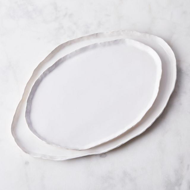 Large Handmade Crinkle Edge Platter by Looks Like White