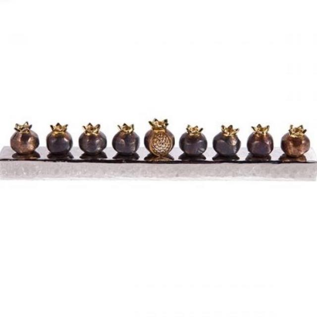 Hanukkah Menorah - Pomegranates - Copper