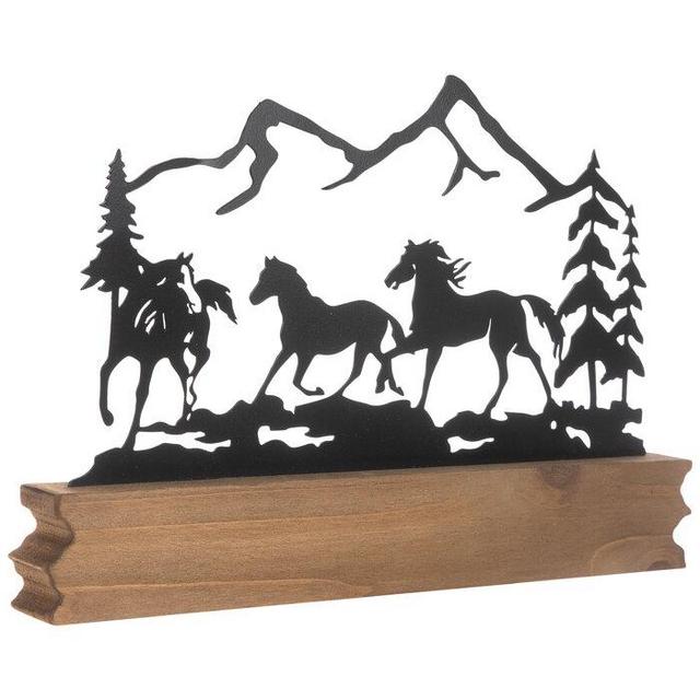 Black Galloping Horses Metal Decor