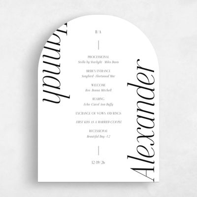 White Arch Wedding Program - Mycenae