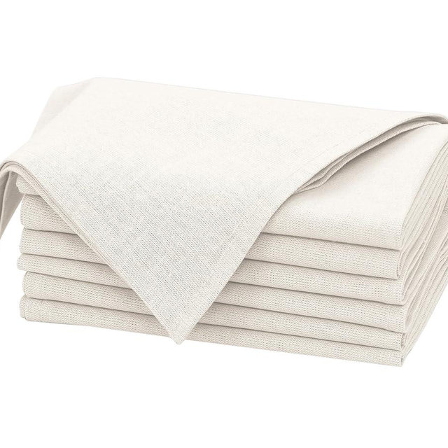 Ruvanti Linen Napkins Set of 6, 18x18 Cloth Napkins, Cotton Linen Blend Napkins Cloth Washable, Soft, Reusable Dinner Napkins for Wedding, Parties, Christmas, Thanksgiving, Everyday Use - Ivory