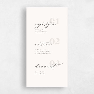 Beige Wedding Menu - Temecula
