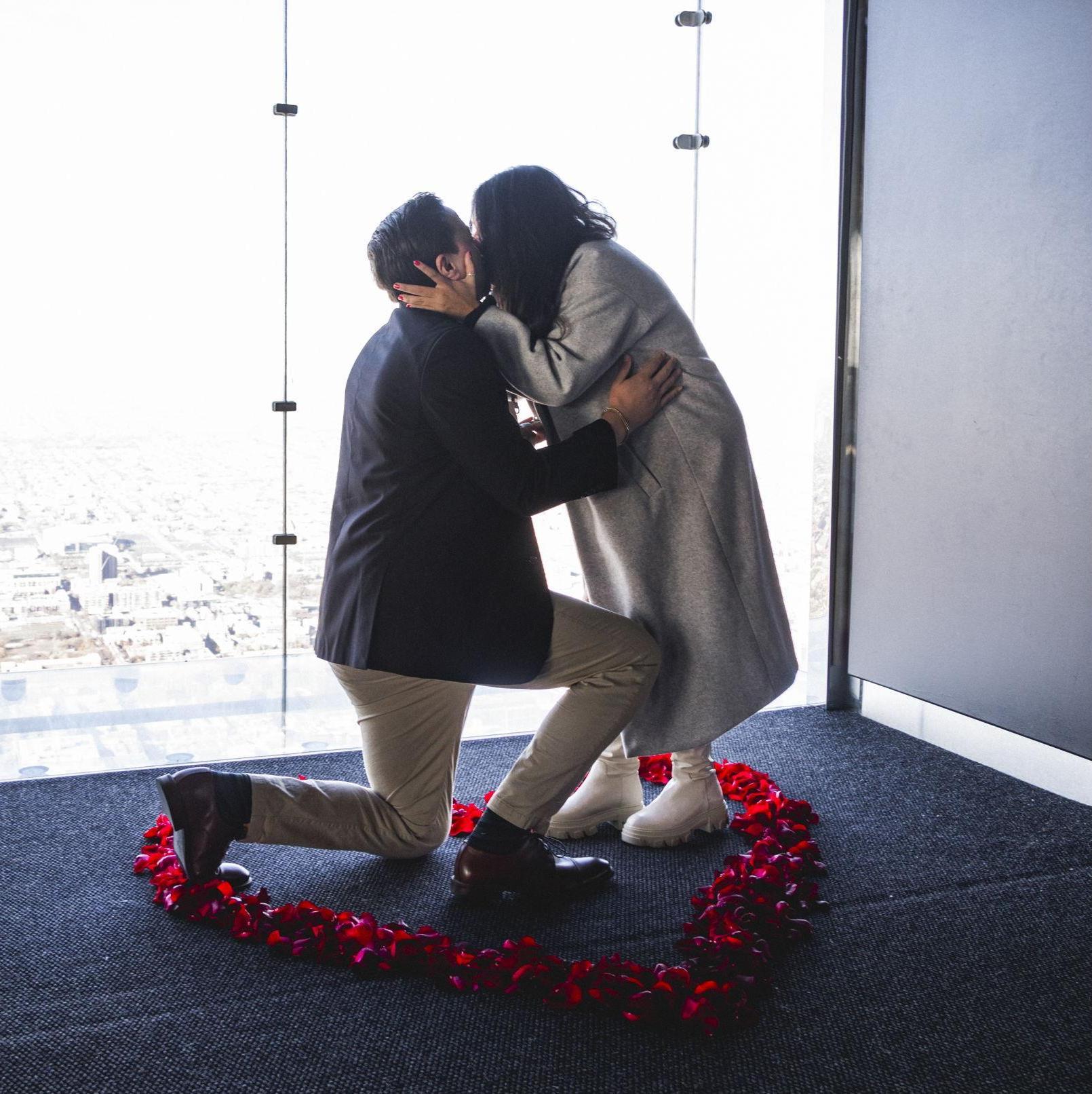 Our first kiss as an engaged couple!
