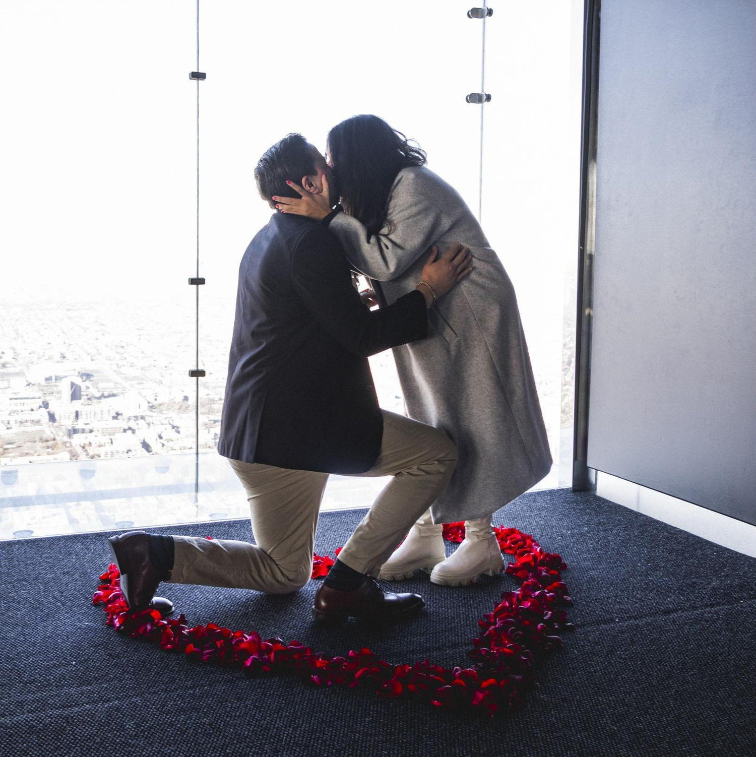 Our first kiss as an engaged couple!