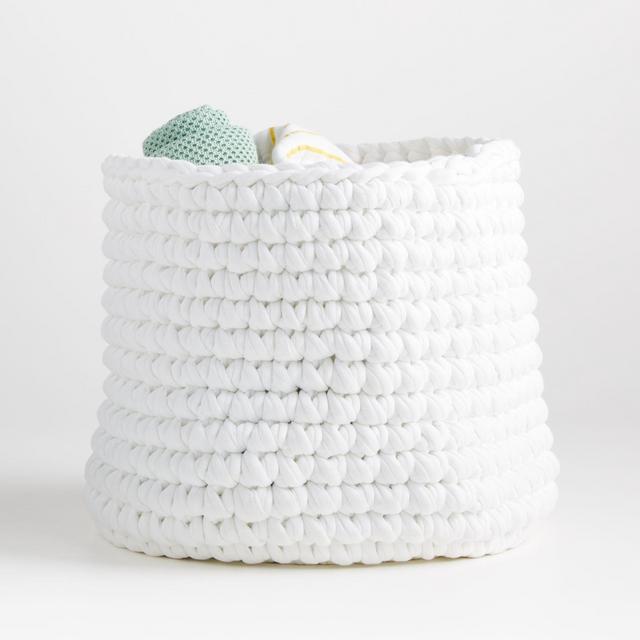 Juna White Jersey Knit Storage Bin