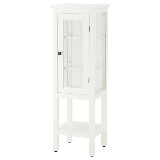 High cabinet with glass door, white,