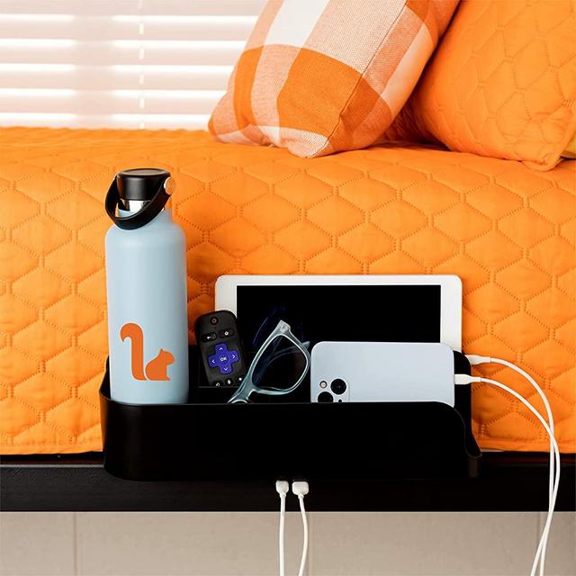 SQUIRREL - The Bedside Perch | USB-C & USB-A Charging Bedside Caddy and Bed Table Tray Organizer | Space-Saving Dorm Room Essentials & Small Space Storage | Made with 100% Recycled Plastic