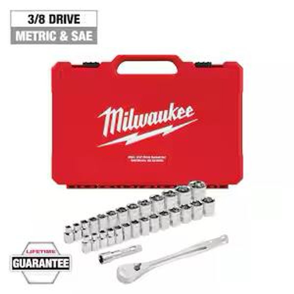 3/8 in. Drive Metric Ratchet and Socket Mechanics Tool Set (32-Piece)