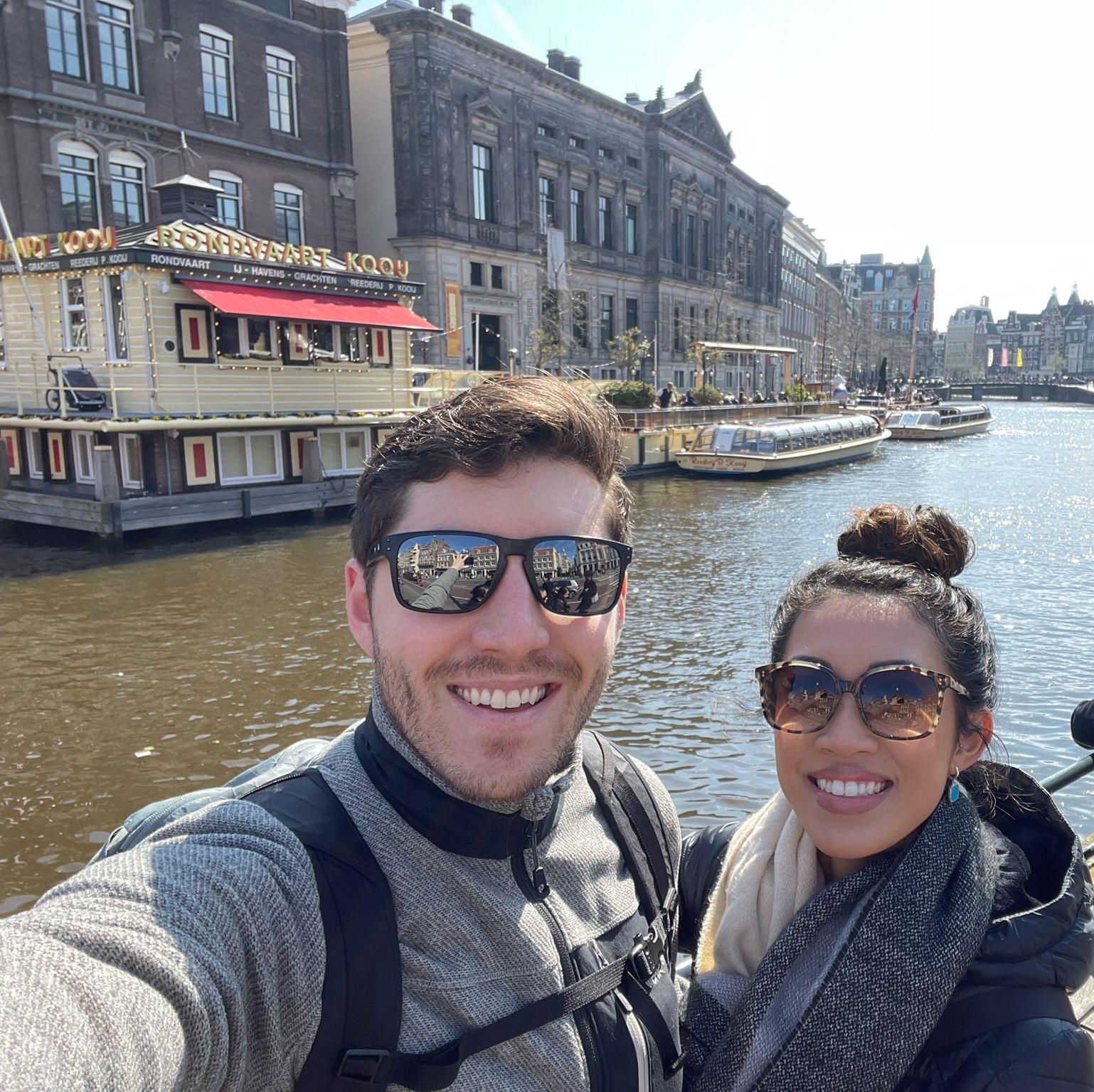 Exploring the canals in Amsterdam. 