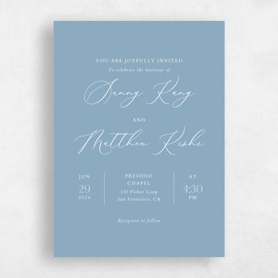 Dusty Blue Wedding Invitation - Niligan Portrait