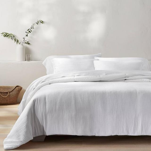 Textured Chambray Cotton Comforter & Sham Set - Casaluna™