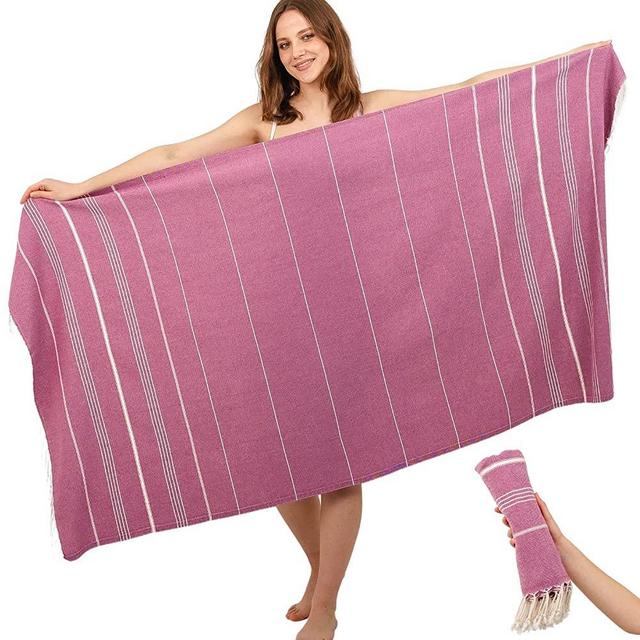 Pamuklu Cloud Turkish Beach Towels and Mats - Pure Cotton, Oversized Sand Proof Soft Towel, Quick Dry Travel Camping Blanket, Extra Large Body Wrap Bath Towel Set Hand Towels for Bathroom (Burgundy)