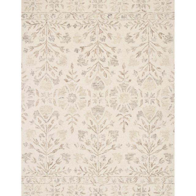 Fleshman Floral Handmade Looped/Hooked Wool Ivory Area Rug