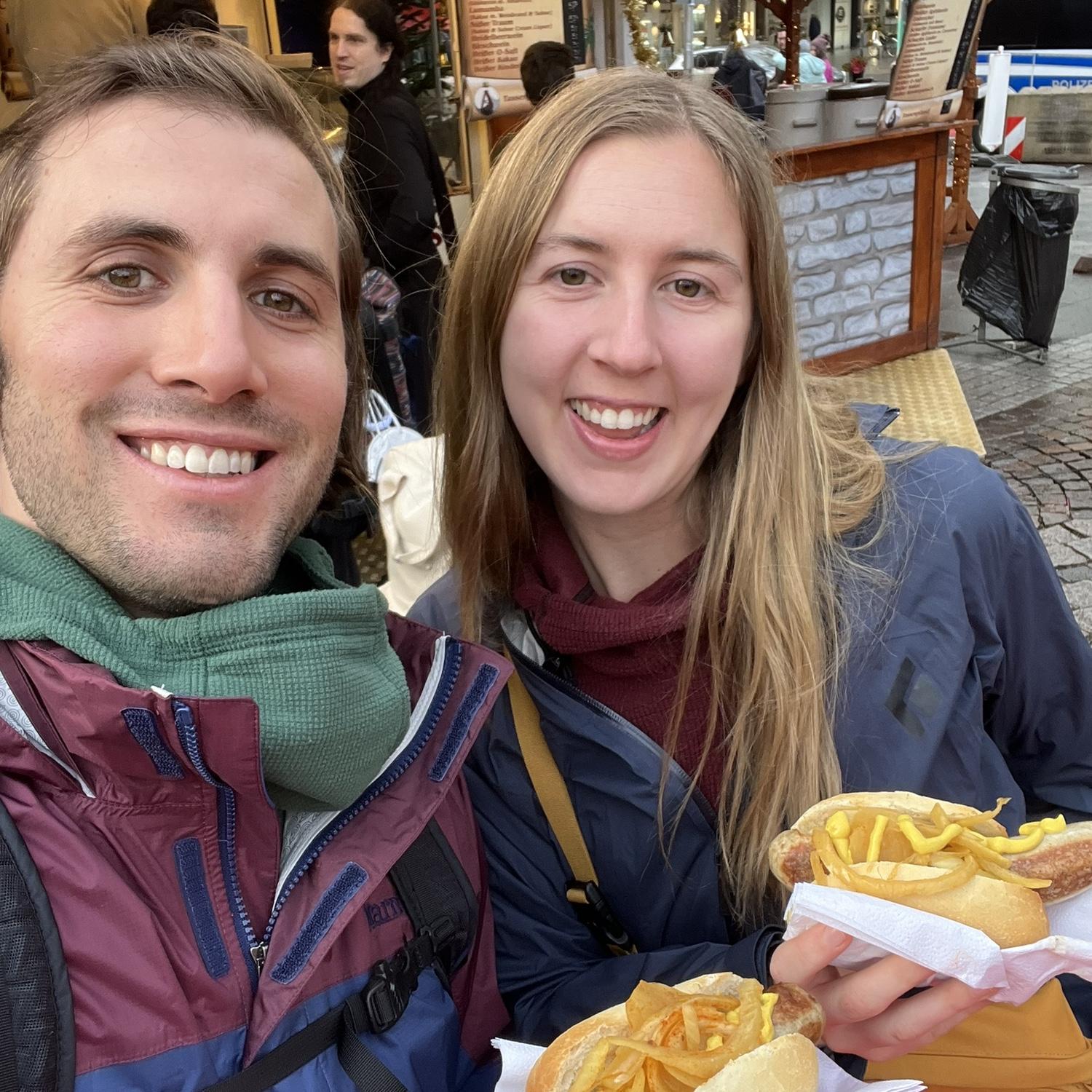 Eating some Brats at the Christmas market in Frankfurt 2022